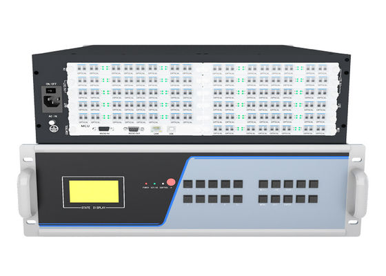 Redundant Power Supported 88 Ports 3.5 U Fiber KVM Transmitter and Receiver Node KVM Fiber Matrix
