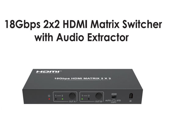 Type A 18Gbps 2x2 HDMI Matrix Switcher With Audio Extractor