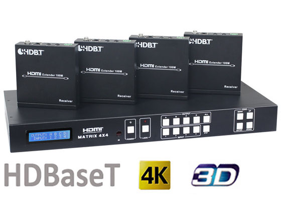 HDMI1.4 4X4 HDBaseT Matrix Switcher With 4Pcs 70M And 100M HDMI HDBaseT Receivers