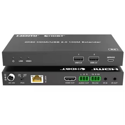 4K USB 2.0 HDBaseT Extender over LAN HDBaseT PoC Single Cat5e/6a/7 Cable, Max 100m