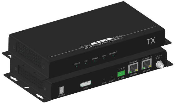 8K DP1.4 Fiber Optic Extender Over Single-Mode Fiber With Bidirectional IR And RS232, 1.5 km