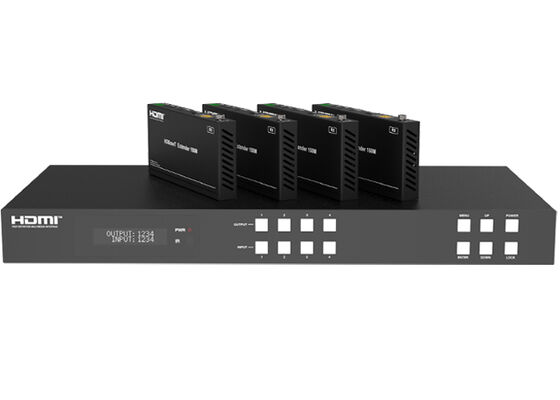 VINCAN 4x4 HDBaseT HDMI Matrix Switcher with 4K60 4:4:4, PoC and 4 Receivers for Professional AV Distribution