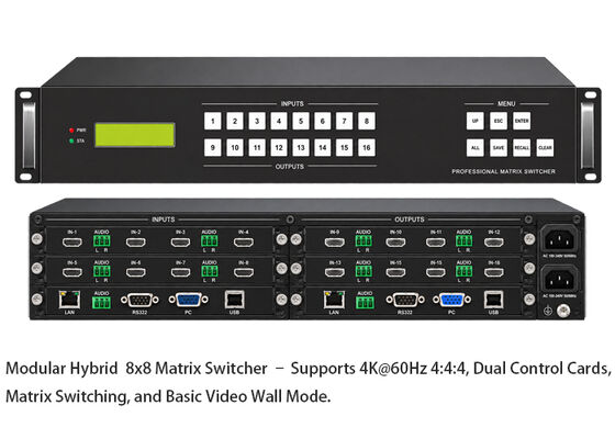 8x8 Modular HDMI Matrix Switcher with 4K60 Seamless Switching for Professional AV Video Matrix Switcher Systems