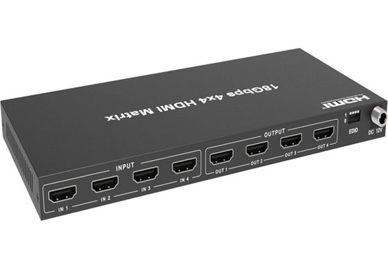 18Gbps 4k HDMI HDCP 2.2 4x4 Video Switcher Metal Enclosure