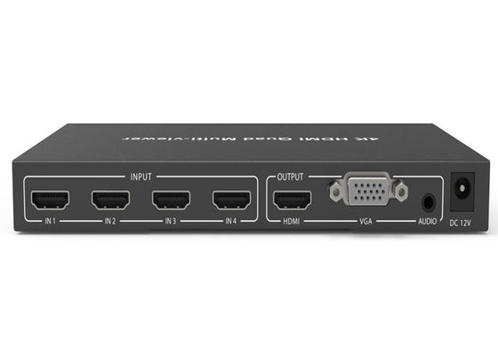 Black HDCP 1.4 4K 4×1 Quad HDMI Multiviewer with 4 x HDMI input and 1 x HDMI output