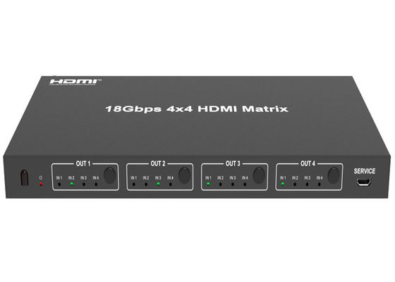 Micro USB 18Gbps 4x4 Matrix HDMI Switcher IR Receiver