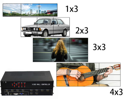 1 In 8 Out / 1 In 9 Out HDMI 3x3 LCD Video TV Wall Controller with 9 screens