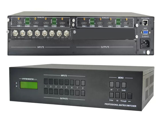 DVI Video Matrix Switcher with 4 Inputs and 4 Outputs Controlled by Front Panel